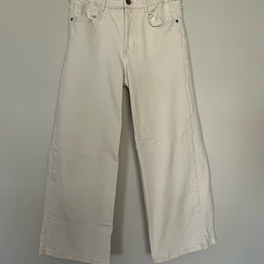 J. Jill Cream High-Rise Full-Leg Crop Pants
